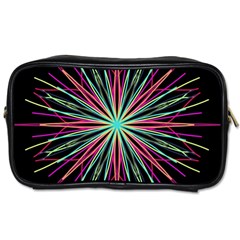 Pink Turquoise Black Star Kaleidoscope Flower Mandala Art Toiletries Bags by yoursparklingshop