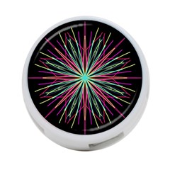 Pink Turquoise Black Star Kaleidoscope Flower Mandala Art 4-port Usb Hub (one Side) by yoursparklingshop