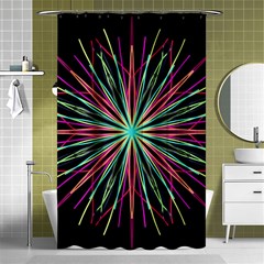 Pink Turquoise Black Star Kaleidoscope Flower Mandala Art Shower Curtain 48  X 72  (small)  by yoursparklingshop