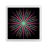 Pink Turquoise Black Star Kaleidoscope Flower Mandala Art Memory Card Reader (Square)  Front