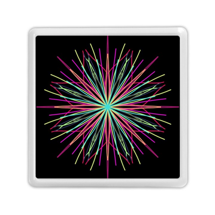 Pink Turquoise Black Star Kaleidoscope Flower Mandala Art Memory Card Reader (Square) 