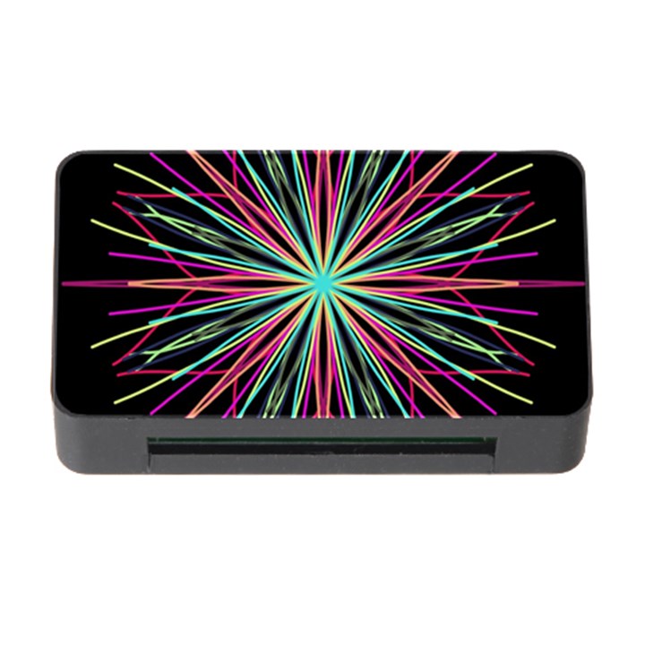 Pink Turquoise Black Star Kaleidoscope Flower Mandala Art Memory Card Reader with CF