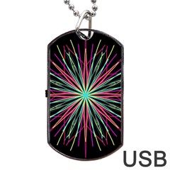 Pink Turquoise Black Star Kaleidoscope Flower Mandala Art Dog Tag Usb Flash (one Side) by yoursparklingshop