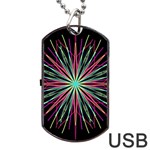 Pink Turquoise Black Star Kaleidoscope Flower Mandala Art Dog Tag USB Flash (Two Sides)  Front