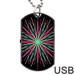 Pink Turquoise Black Star Kaleidoscope Flower Mandala Art Dog Tag USB Flash (Two Sides)  Back