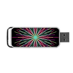 Pink Turquoise Black Star Kaleidoscope Flower Mandala Art Portable Usb Flash (two Sides) by yoursparklingshop