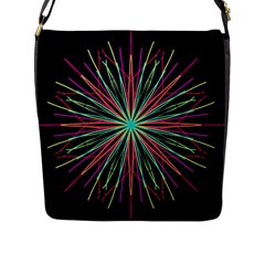 Pink Turquoise Black Star Kaleidoscope Flower Mandala Art Flap Messenger Bag (l)  by yoursparklingshop