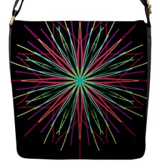 Pink Turquoise Black Star Kaleidoscope Flower Mandala Art Flap Messenger Bag (s) by yoursparklingshop