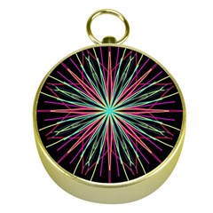 Pink Turquoise Black Star Kaleidoscope Flower Mandala Art Gold Compasses by yoursparklingshop