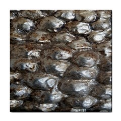 Festive Silver Metallic Abstract Art Tile Coasters by yoursparklingshop