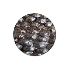 Festive Silver Metallic Abstract Art Rubber Round Coaster (4 Pack)  by yoursparklingshop