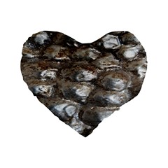 Festive Silver Metallic Abstract Art Standard 16  Premium Heart Shape Cushions by yoursparklingshop