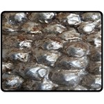 Festive Silver Metallic Abstract Art Double Sided Fleece Blanket (Medium)  58.8 x47.4  Blanket Front