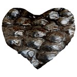 Festive Silver Metallic Abstract Art Large 19  Premium Flano Heart Shape Cushions Back