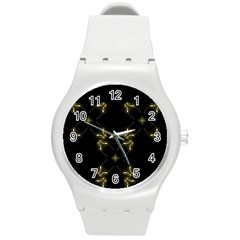 Festive Black Golden Lights  Round Plastic Sport Watch (m) by yoursparklingshop