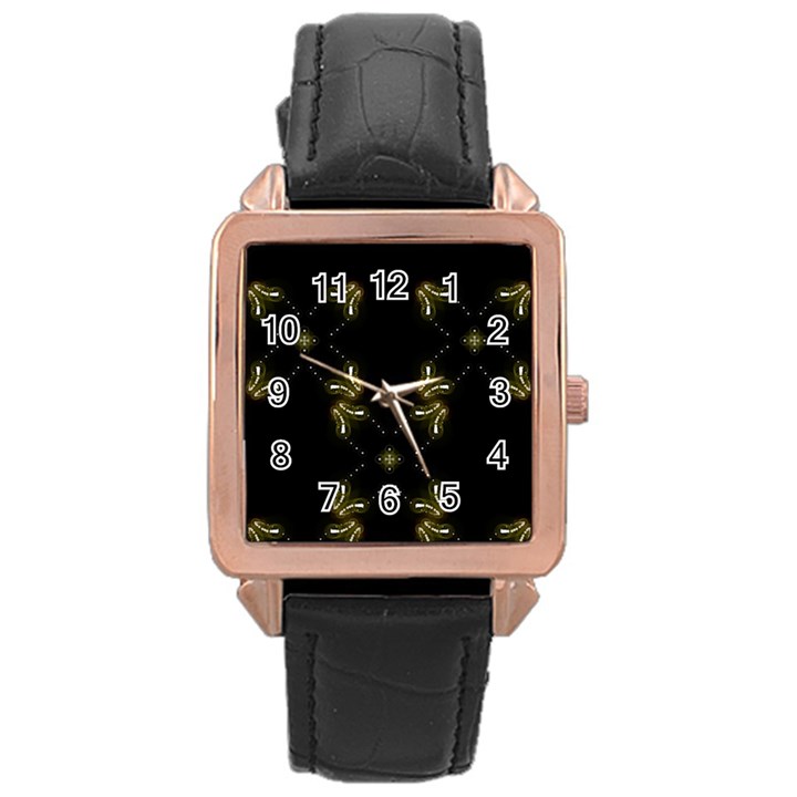 Festive Black Golden Lights  Rose Gold Leather Watch 