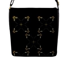 Festive Black Golden Lights  Flap Messenger Bag (l)  by yoursparklingshop