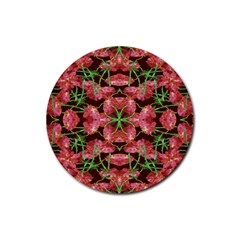 Floral Collage Pattern Rubber Coaster (round)  by dflcprints