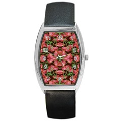 Floral Collage Pattern Barrel Style Metal Watch by dflcprints