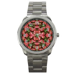 Floral Collage Pattern Sport Metal Watch by dflcprints