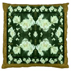 Roses And Flowers In Gold Large Cushion Case (two Sides) by pepitasart