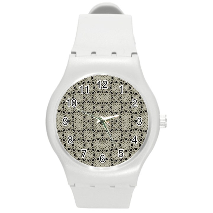 Interlace Arabesque Pattern Round Plastic Sport Watch (M)