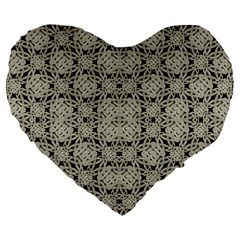 Interlace Arabesque Pattern Large 19  Premium Flano Heart Shape Cushions