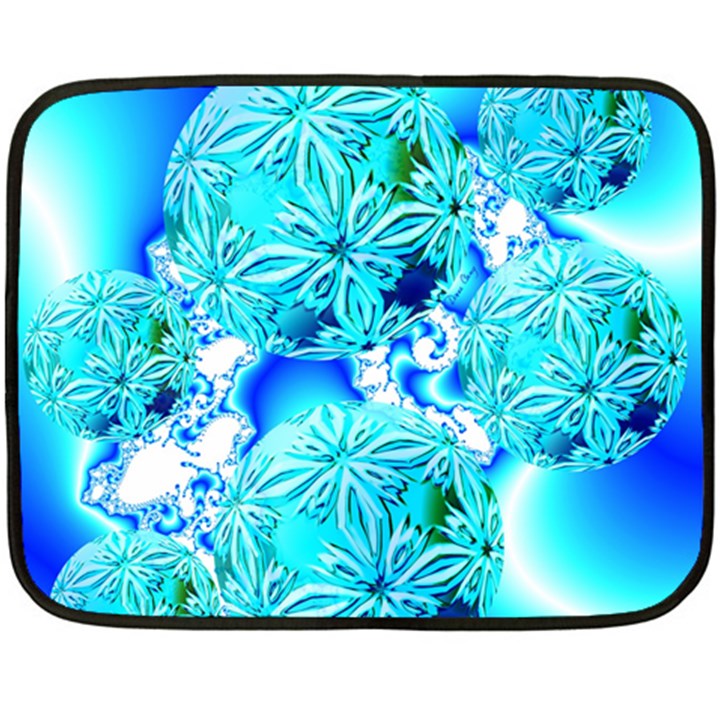 Blue Ice Crystals, Abstract Aqua Azure Cyan Fleece Blanket (Mini)