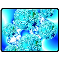 Blue Ice Crystals, Abstract Aqua Azure Cyan Fleece Blanket (large)  by DianeClancy