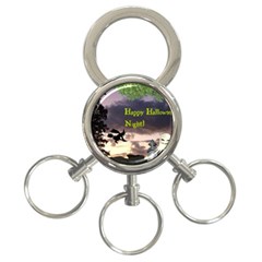 Happy Halloween Night Witch Flying 3-ring Key Chains by canvasngiftshop