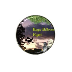 Happy Halloween Night Witch Flying Hat Clip Ball Marker by canvasngiftshop