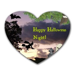 Happy Halloween Night Witch Flying Heart Mousepads