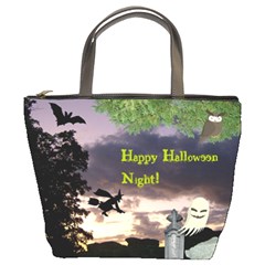 Happy Halloween Night Witch Flying Bucket Bags by canvasngiftshop