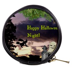 Happy Halloween Night Witch Flying Mini Makeup Bags by canvasngiftshop