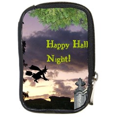 Happy Halloween Night Witch Flying Compact Camera Cases by canvasngiftshop