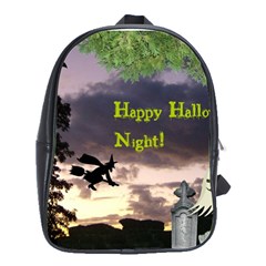 Happy Halloween Night Witch Flying School Bags(large)  by canvasngiftshop