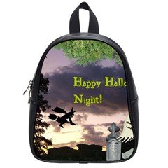 Happy Halloween Night Witch Flying School Bags (small)  by canvasngiftshop