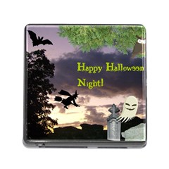 Happy Halloween Night Witch Flying Memory Card Reader (square) by canvasngiftshop