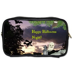 Happy Halloween Night Witch Flying Toiletries Bags by canvasngiftshop