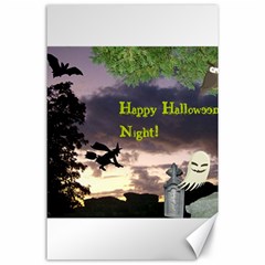 Happy Halloween Night Witch Flying Canvas 24  X 36  by canvasngiftshop