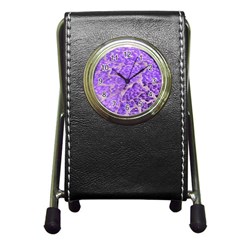 Festive Chic Purple Stone Glitter  Pen Holder Desk Clocks