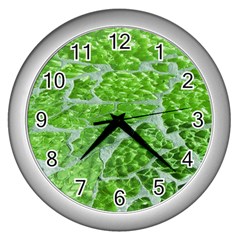 Festive Chic Green Glitter Shiny Glamour Sparkles Wall Clocks (silver)  by yoursparklingshop