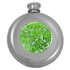 Festive Chic Green Glitter Shiny Glamour Sparkles Round Hip Flask (5 Oz) by yoursparklingshop