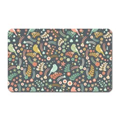 Vintage Flowers And Birds Pattern Magnet (rectangular) by TastefulDesigns