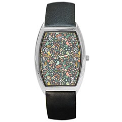 Vintage Flowers And Birds Pattern Barrel Style Metal Watch by TastefulDesigns