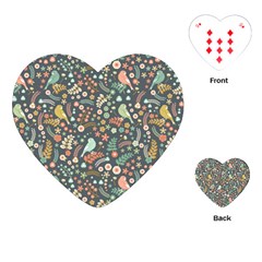 Vintage Flowers And Birds Pattern Playing Cards (heart)  by TastefulDesigns