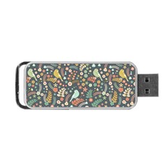 Vintage Flowers And Birds Pattern Portable Usb Flash (one Side) by TastefulDesigns