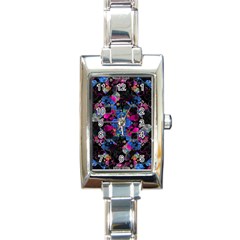 Stylized Geometric Floral Ornate Rectangle Italian Charm Watch by dflcprints