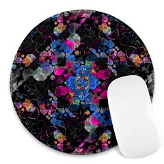 Stylized Geometric Floral Ornate Round Mousepads by dflcprints