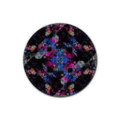 Stylized Geometric Floral Ornate Rubber Coaster (round)  by dflcprints